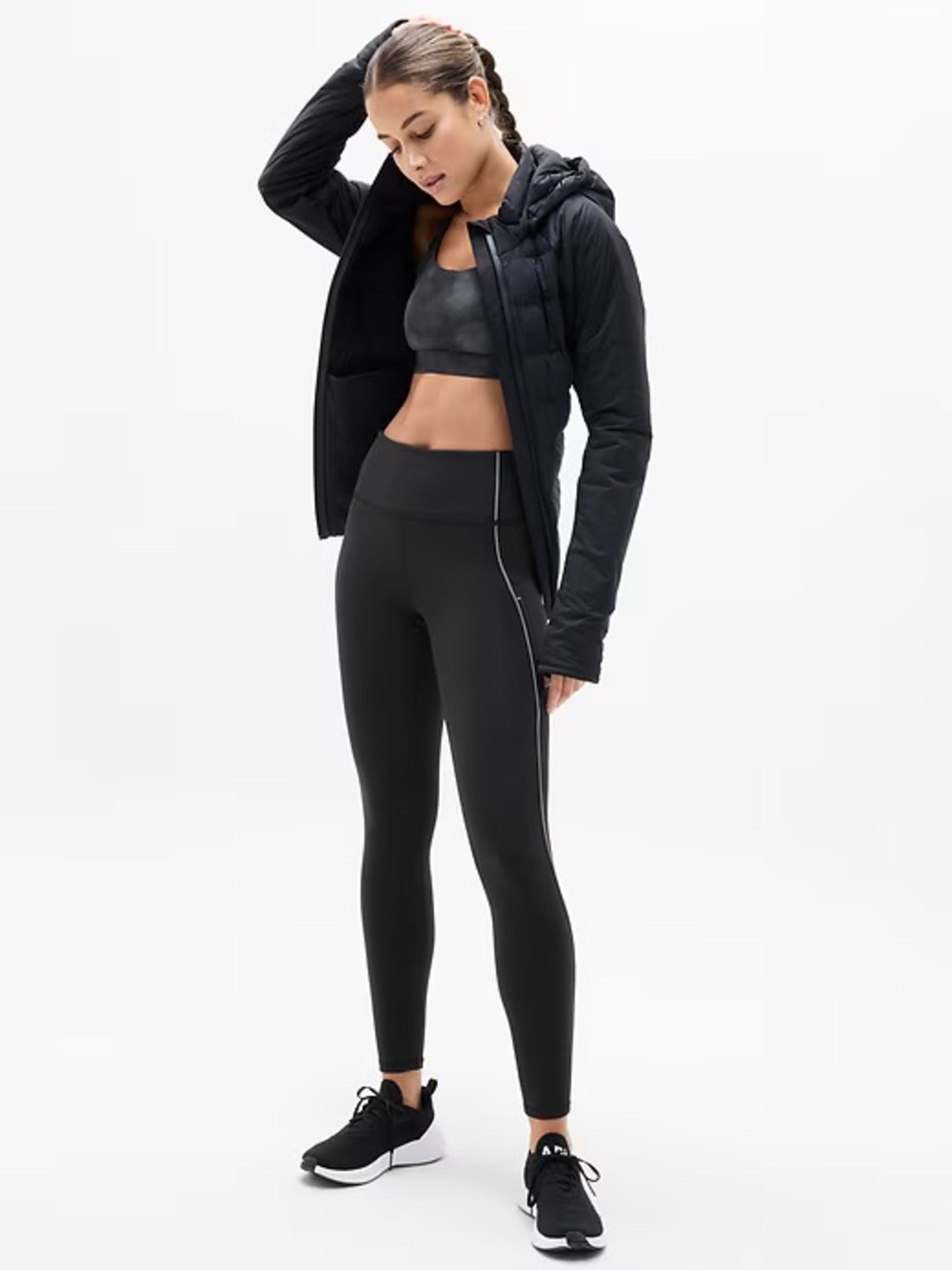$129 NWT Athleta Rainier High Rise Reflective Stripe Legging XS